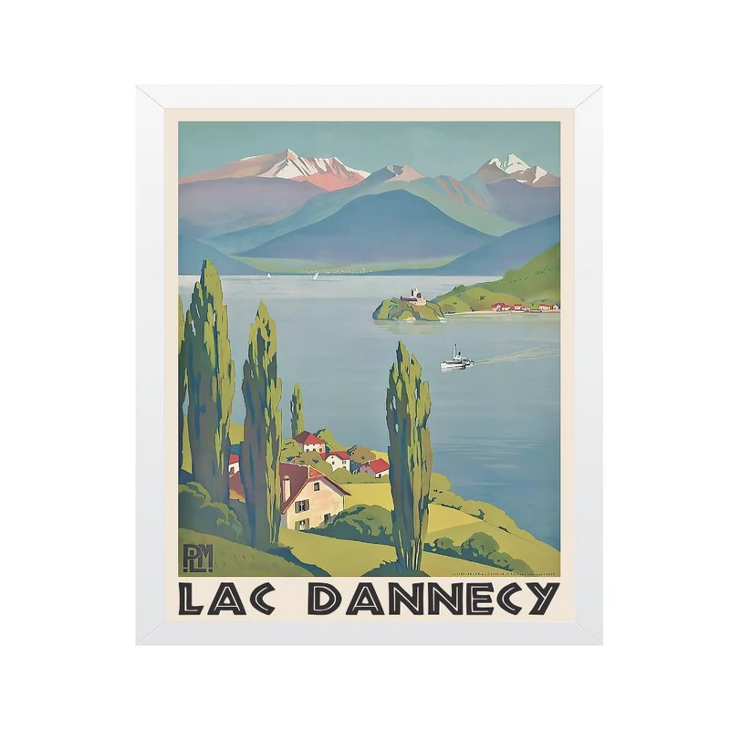 تابلو مدل سفر چاپ رترو دریاچه آنسی فرانسه