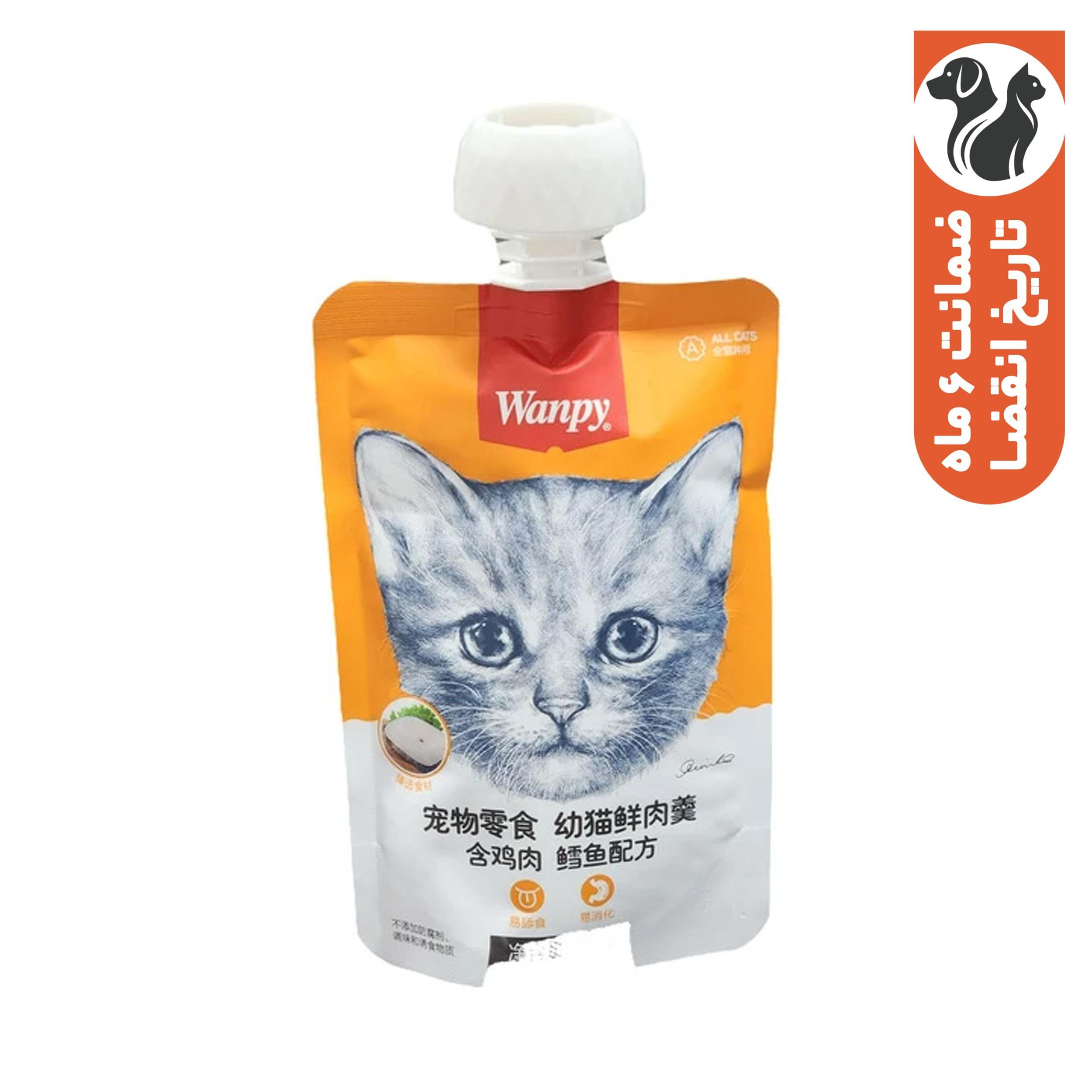 تشویقی پودینگ گربه ونپی مدل مرغ و ماهی کاد وزن 90 گرم