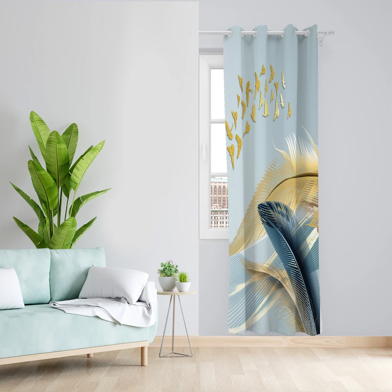 پرده طرح پرنده مدل مخمل پانچی کد 2585 z سایز 140x200 سانتی متر