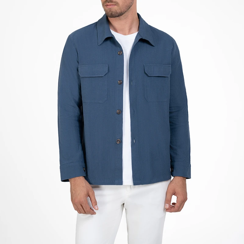 پیراهن آستین بلند یقه برگردان مردانه ام کی مدل 40093