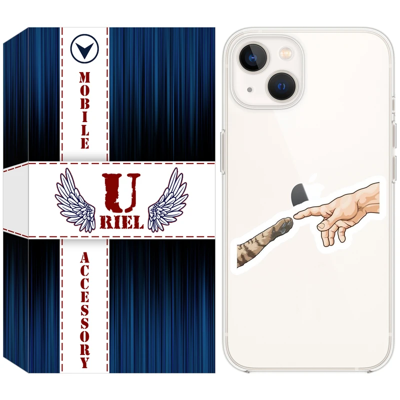 کاور یوریل مدل Clear کد 94 طرح دست گربه مناسب برای گوشی موبایل اپل iPhone 13