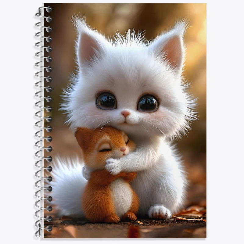 دفتر لغت 50 برگ خندالو طرح گربه و سنجاب کیوت کد F7216