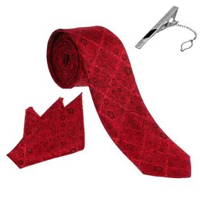  ست کراوات و دستمال جیب و گیره کراوات مردانه مدل NEW کد 122