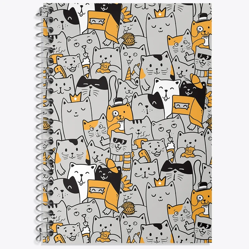 دفتر زبان 50 برگ خندالو مدل دو خط طرح گربه (Cat) کد N337