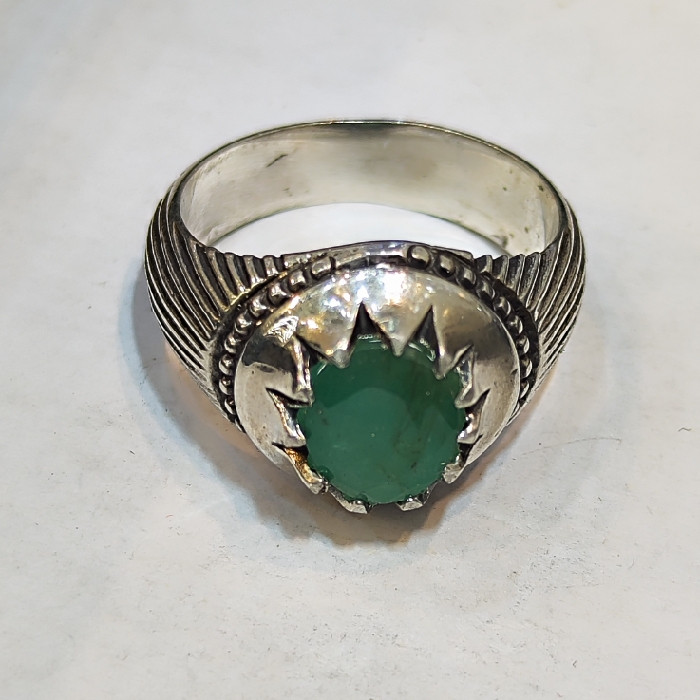 انگشتر نقره مردانه مدل سنگ زمرد آفریقایی کد ۳۲۰۰