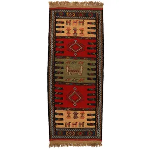 گلیم دستبافت کناره طول دو متر کد 140244