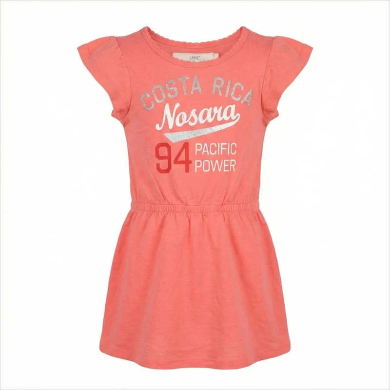 پیراهن آستین تا روی شانه یقه گرد دخترانه مدل لوپی فینگیلی