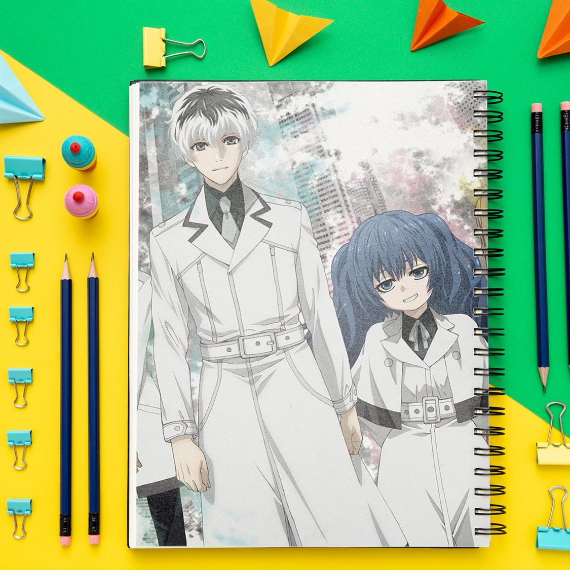 دفتر مشق باژیکان طرح انیمه توکیو غول کد 20211492 به همراه استیکر لپ تاپ مجموعه 14 عددی