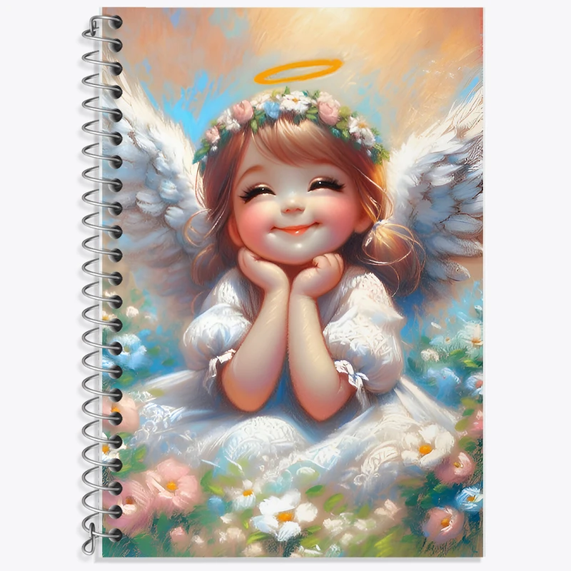 دفتر زبان 50 برگ خندالو مدل دو خط طرح فرشته ی دختر کد F7604