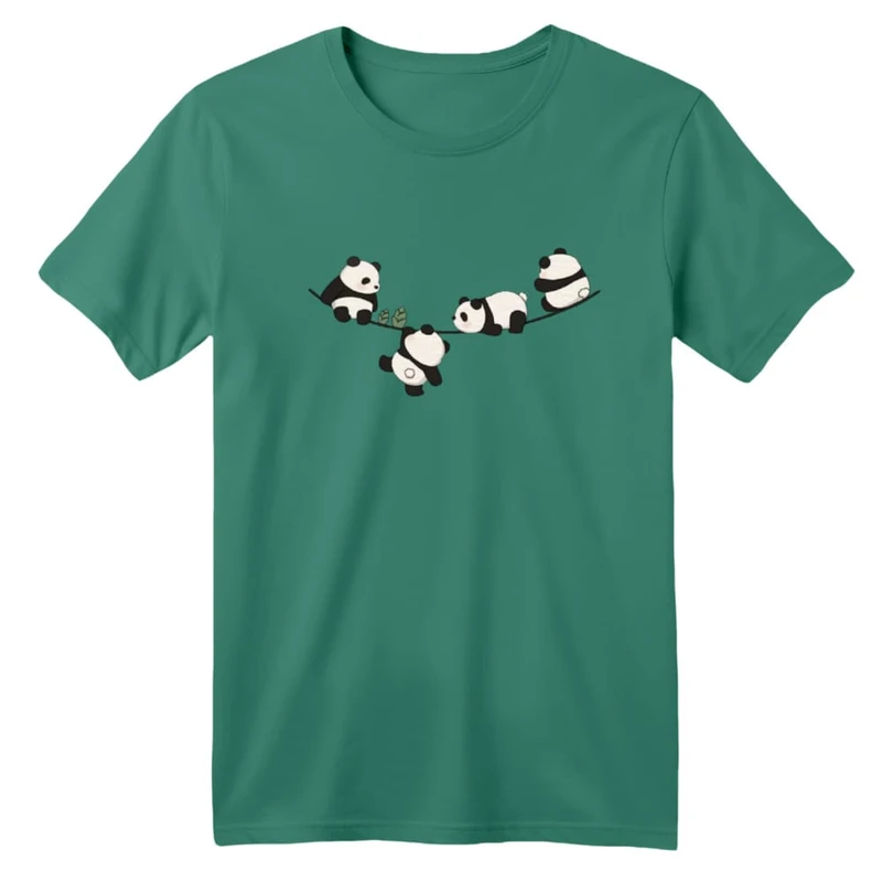 تی شرت آستین کوتاه بچگانه مدل پاندا ها روی بند