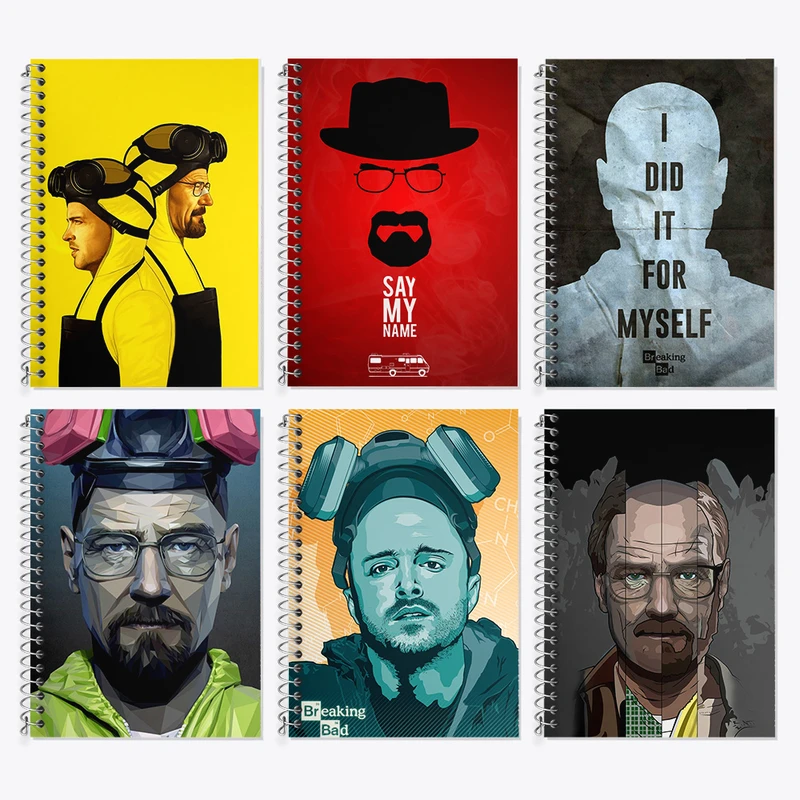 دفتر زبان 50 برگ خندالو مدل دو خط طرح بریکینگ بد (Breaking Bad) کد 552 مجموعه 6 عددی