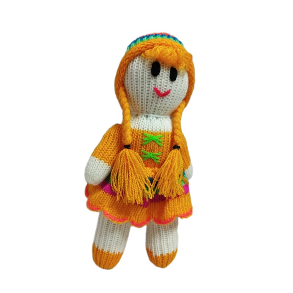 عروسک بافتنی مدل گیسو رنگی