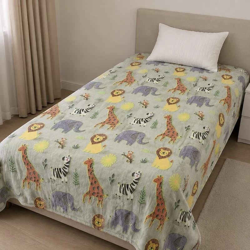 پتو مسافرتی 1 نفره مدل حیوانات سایز 200x150 سانتی‌متر