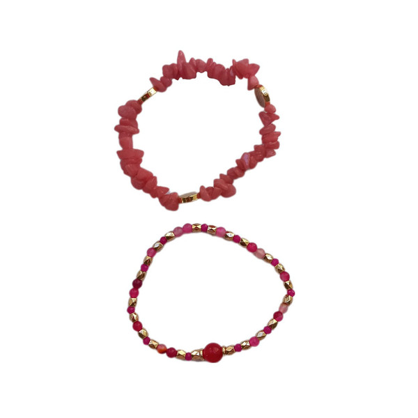 دستبند زنانه آی ام مدل عقیق کد SMR 0117  مجموعه 2 عددی