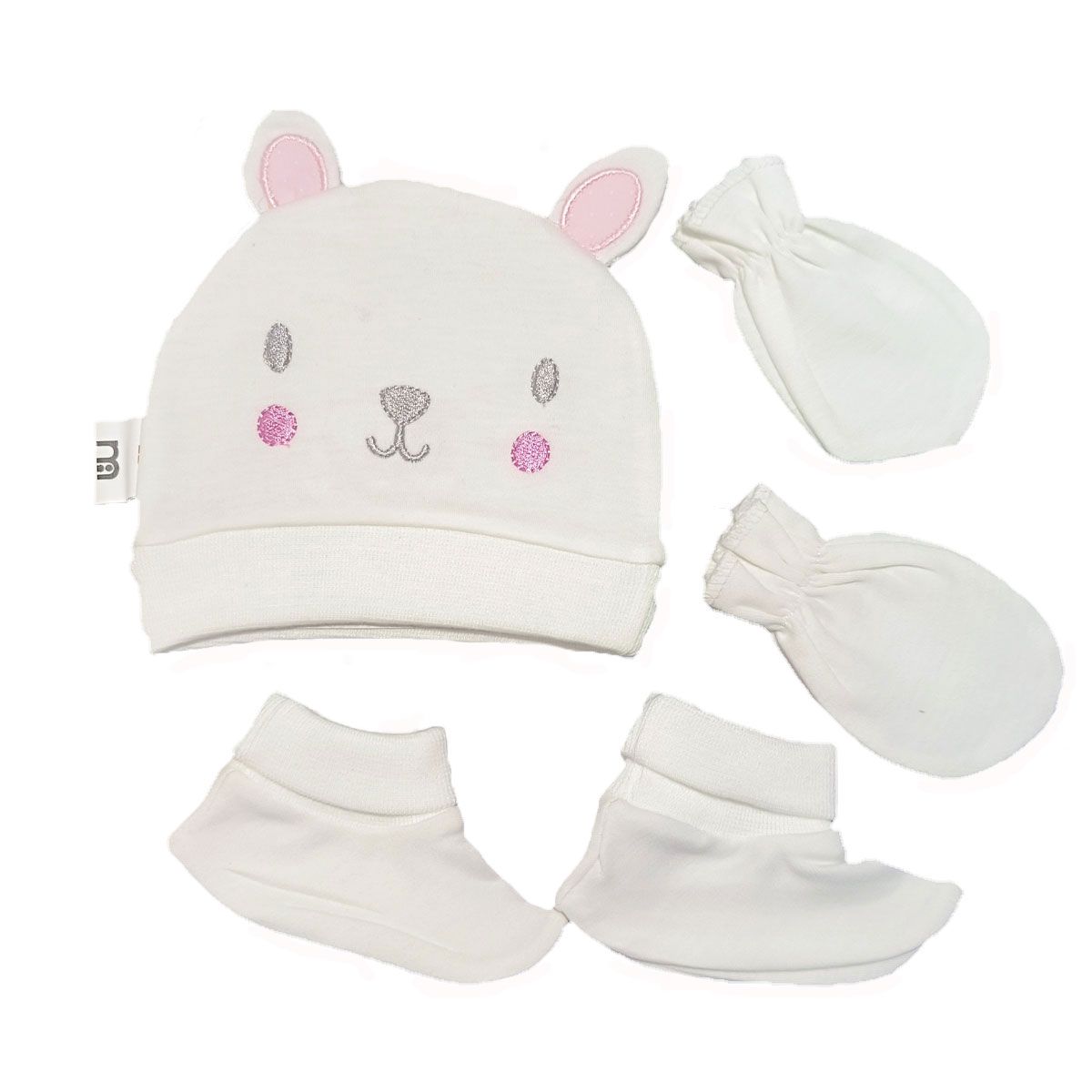 ست کلاه و دستکش و پاپوش نوزادی مادرکر مدل baby cat -  - 1