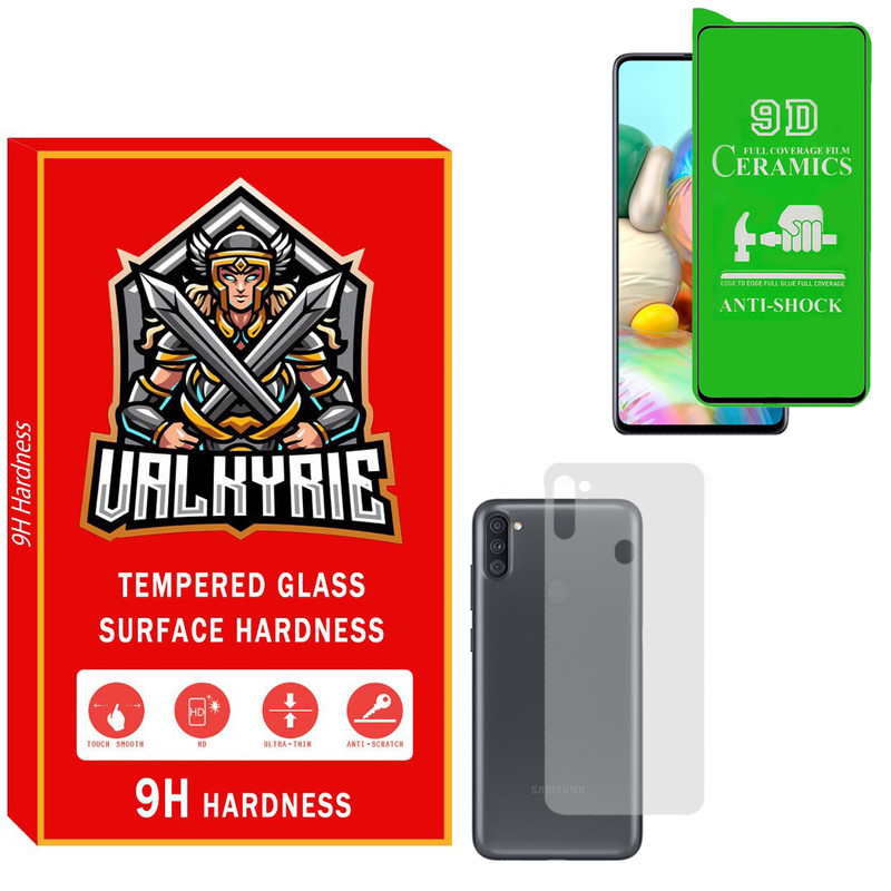 محافظ صفحه نمایش سرامیکی والکری مدل CRBKV_01 مناسب برای گوشی موبایل سامسونگ Galaxy A11 به همراه محافظ پشت گوشی