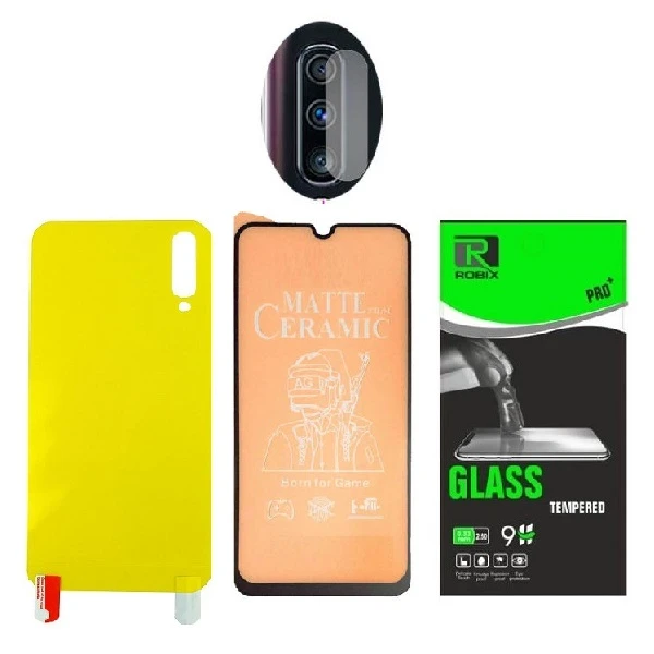 محافظ صفحه نمایش مات روبیکس مدل CR-A70 مناسب برای گوشی موبایل سامسونگ Galaxy A70 به همراه محافظ پشت گوشی و محافظ لنز دوربین