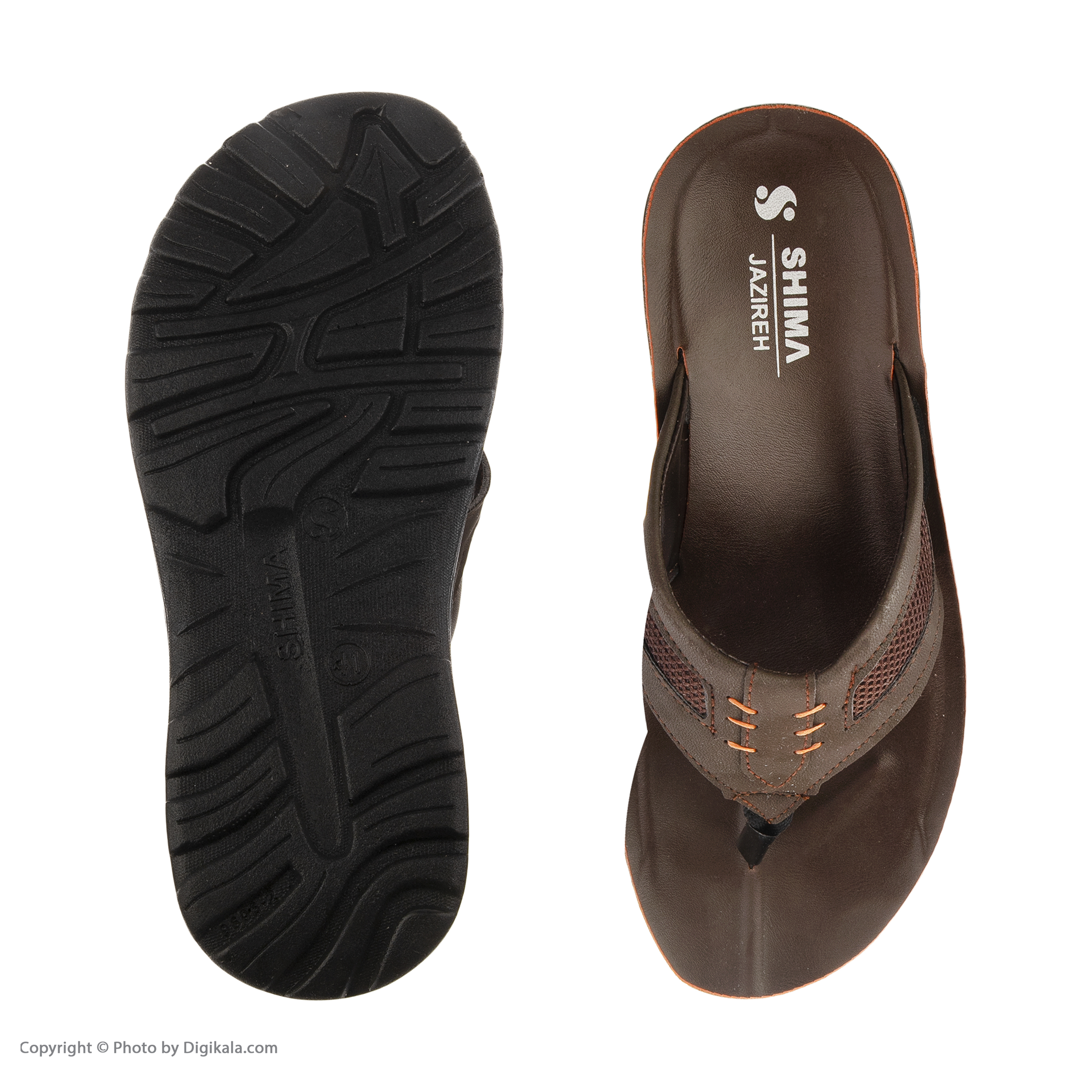 دمپایی لاانگشتی مردانه کفش شیما مدل Jazire-Brown-Orange -  - 6