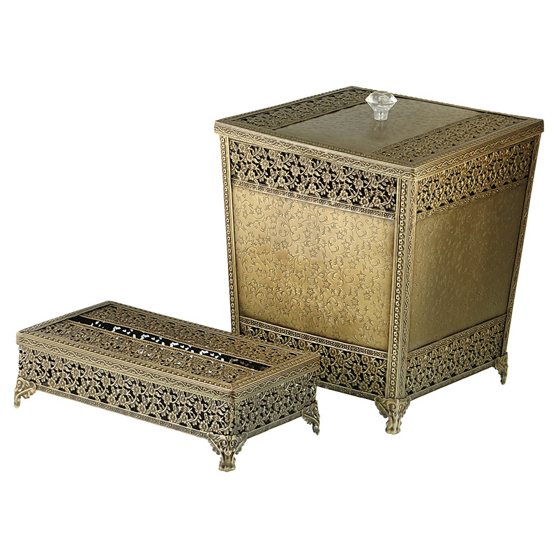 ست سطل و جای دستمال کاغذی مدل چهارگوش آنتیک