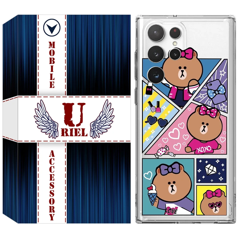 کاور یوریل مدل Clear کد 13 طرح Brown مناسب برای گوشی موبایل سامسونگ Galaxy S22 Ultra