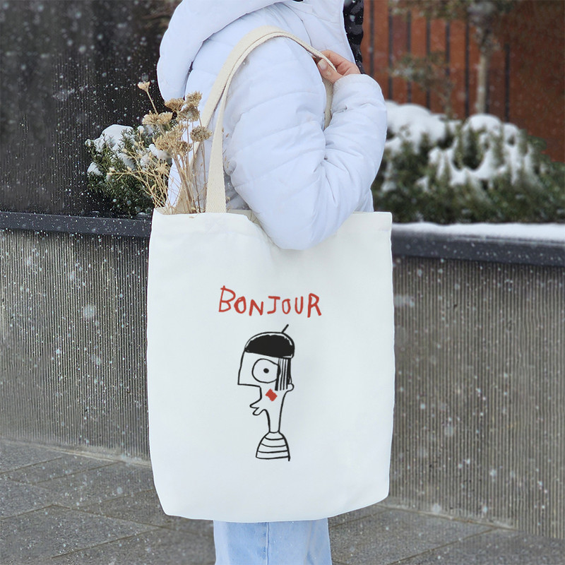 ساک خرید پارچه ای خندالو طرح سلام مدل توت بگ کد 6857