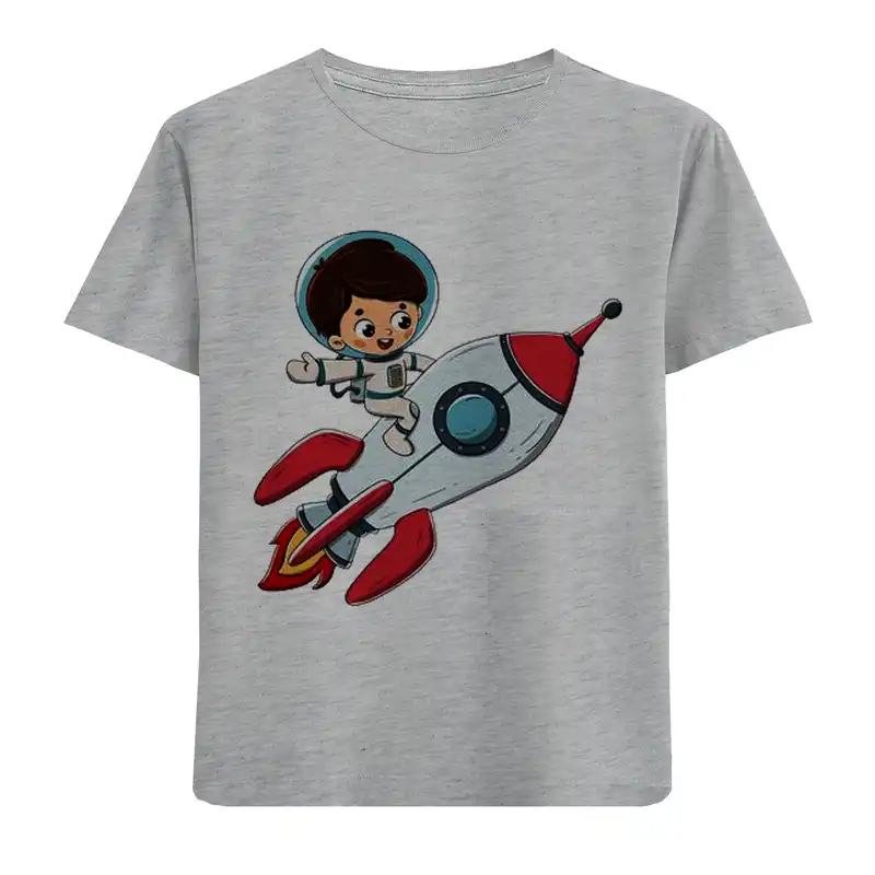 تی شرت آستین کوتاه بچگانه مدل آدم فضایی وموشک F553
