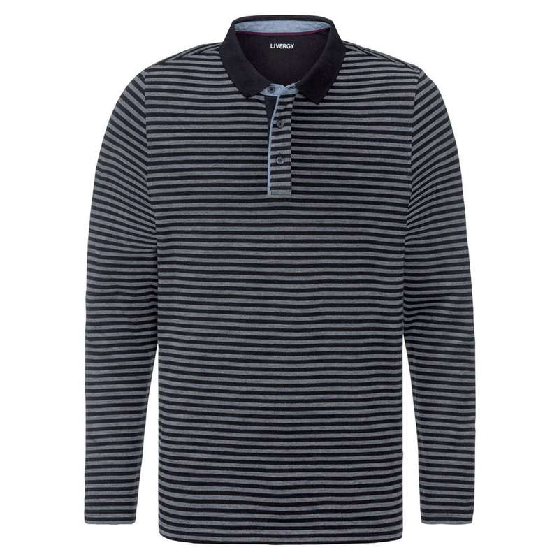 پولوشرت آستین بلند مردانه لیورجی مدل StripPOLO رنگ مشکی