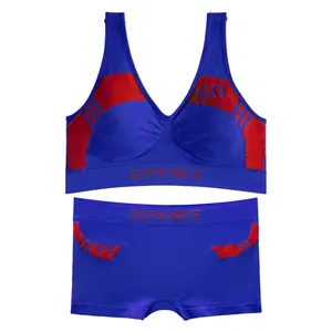 ست نیم تنه و شلوارک ورزشی زنانه کد 12-88831 رنگ آبی کاربنی