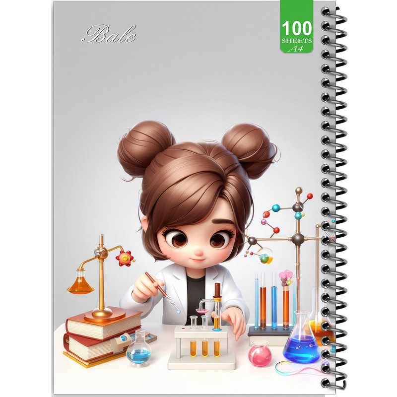 دفتر نقاشی 100 برگ بله طرح فانتزی دختر دانشمند کد A4-N480