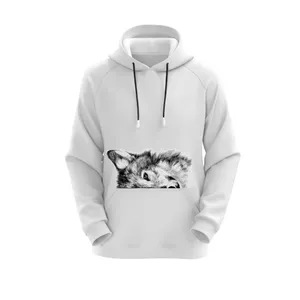 هودی زنانه مدل گرگ کد E9 رنگ سفید