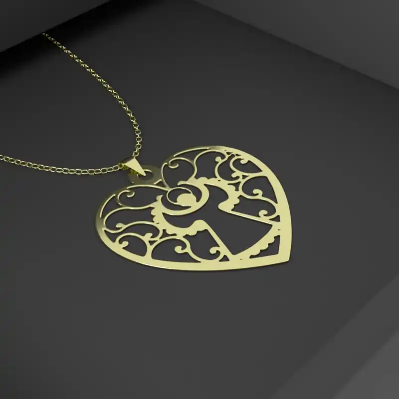 گردنبند طلا 18 عیار زنانه مدوپد مدل فرشته کد GBA10102 به همراه باکس گل رز جاویدان