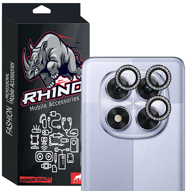 محافظ لنز دوربین شیشه ای راینو مدل Diamond Ring مناسب برای گوشی موبایل شیائومی Redmi Note 14 Pro 4G