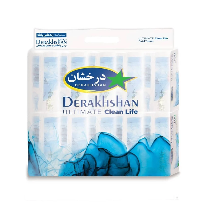 دستمال کاغذی 200 برگ درخشان مدل پریمیوم بسته 10 عددی