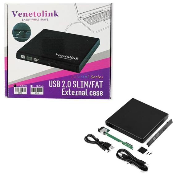 باکس تبدیل DVD رایتر اینترنال SATA به اکسترنال مدل USB2.0 12.7