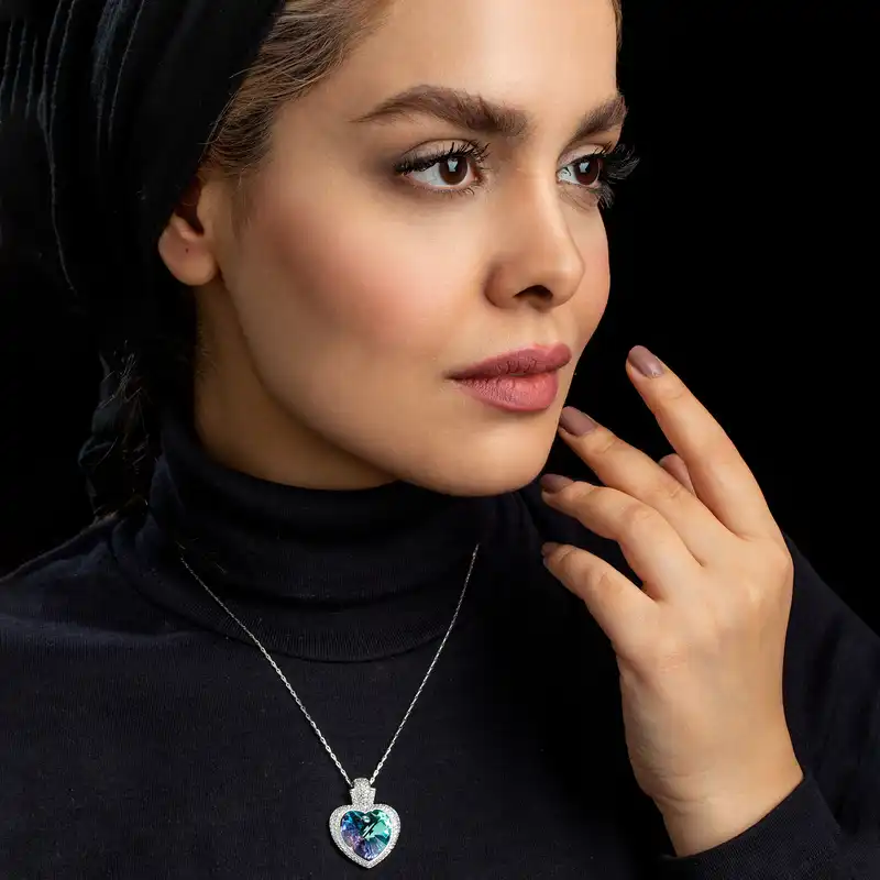 گردنبند نقره زنانه کوبیک مدل QP-0510