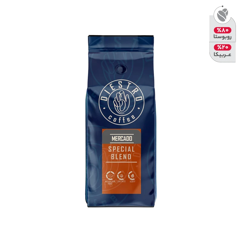 دانه قهوه اسپرسو 80 درصد ربوستا MERCADO دیسترو - 1000  گرم