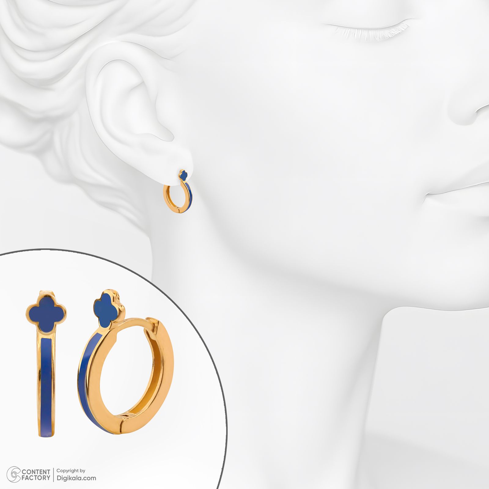 گوشواره حلقه‌ای طلا کم اجرت 18 عیار زنانه با طرح ونکلیف آرپلز گلدم مدل E244018 -  - 6