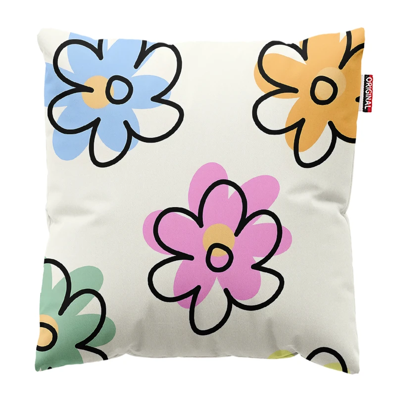 کوسن پاد آفرین مدل مینیمال طرح گل و برگ کد PK403221 سایز 40*40 سانتی متر