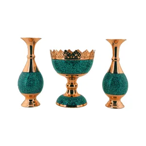 ست سه تکه آجیل خوری و گلدان فیروزه کوبی حامد کریمی کد hf112-192