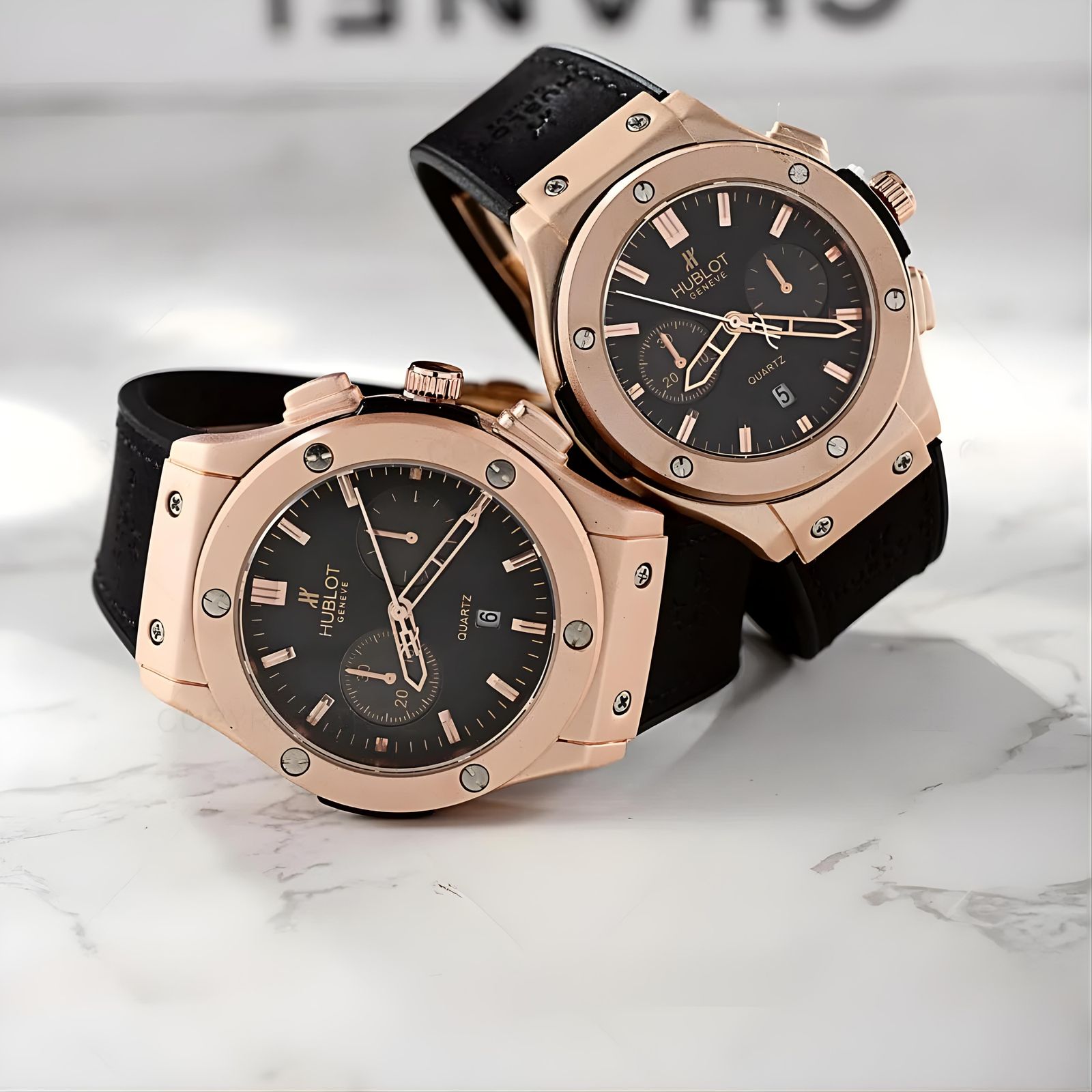 ست ساعت مچی عقربه ای  زنانه و مردانه  مدل تک موتوره کلاسیک کد 3 -  - 3