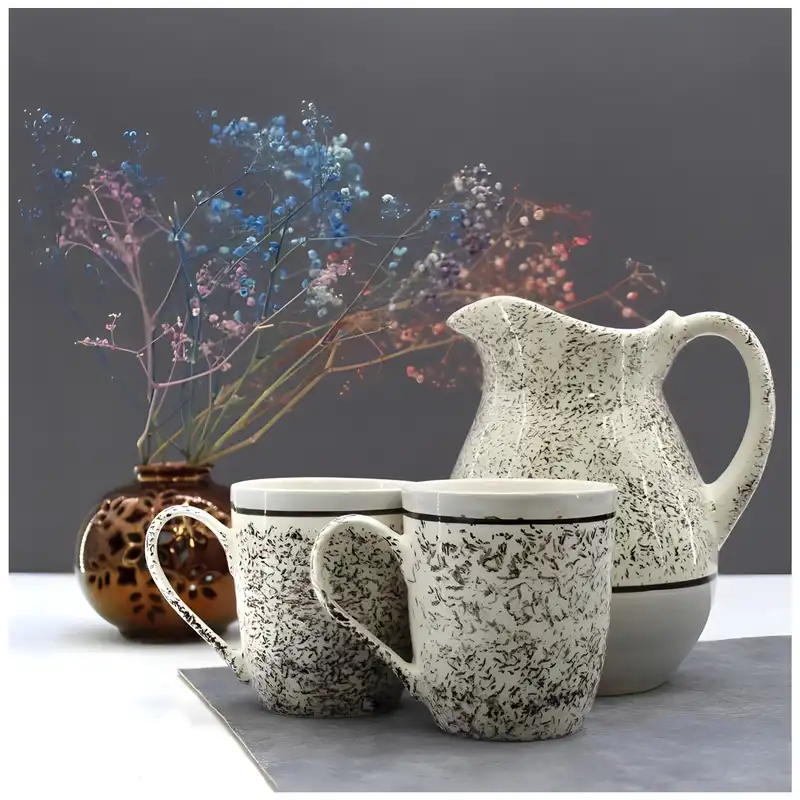 ست 7 تکه پارچ و لیوان سرامیکی مدل مرمری