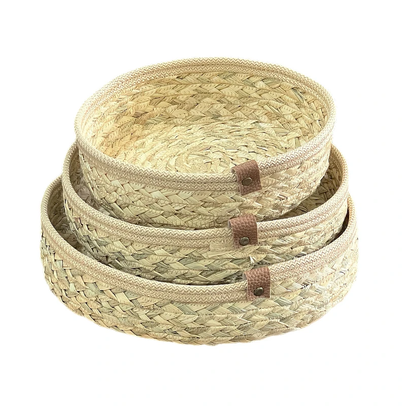 سبد حصیر بافی مدل گرد مجموعه 3 عددی