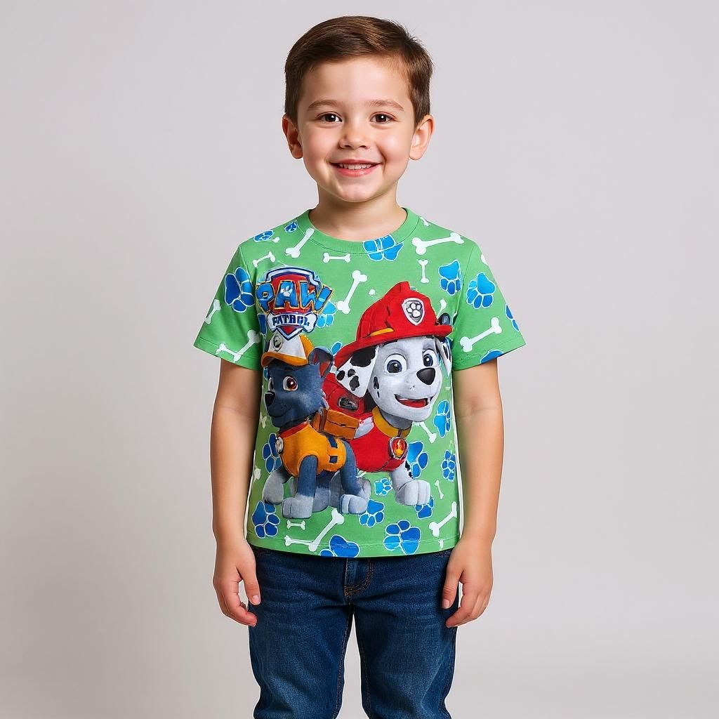 تی شرت آستین کوتاه پسرانه مدل سگ های نگهبان کد S120 رنگ سبز -  - 1
