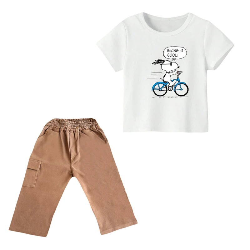 ست تی شرت و شلوارک پسرانه مدل اسنوپی کد ۸۹