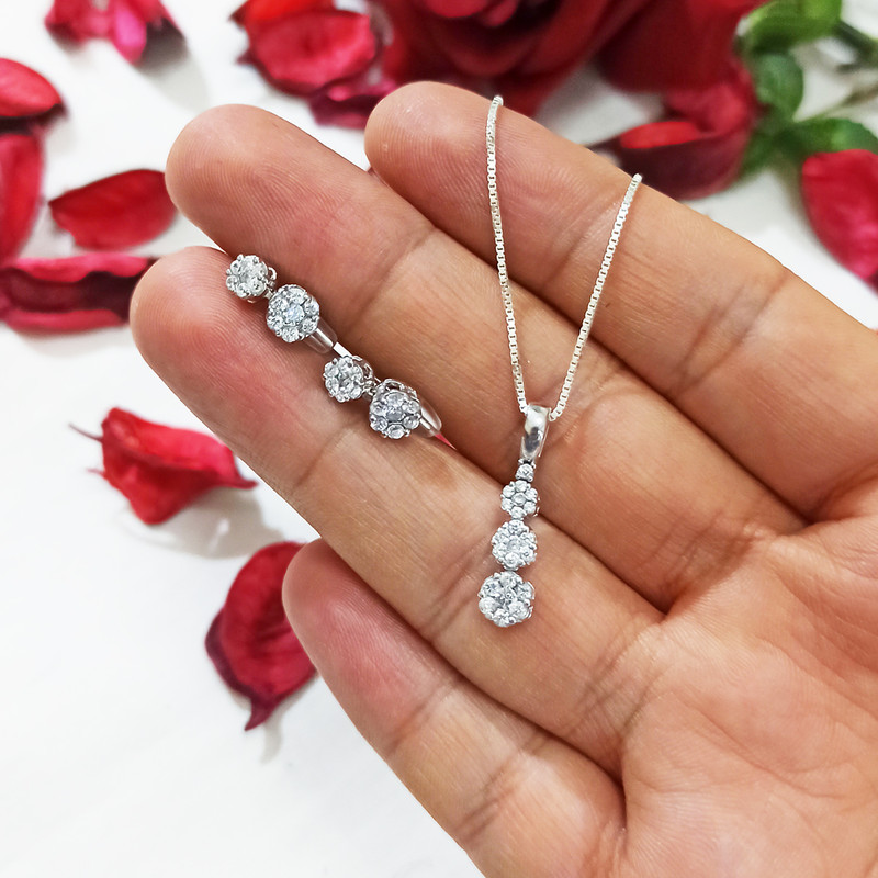 نیم ست نقره زنانه سلین کالا مدل برلیان ce-As3