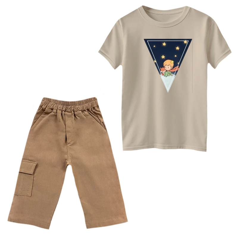 ست تی‌شرت و شلوارک پسرانه مدل شازده کوچولو مثلث