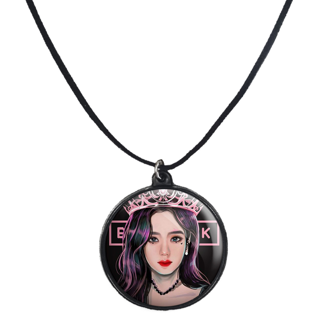 گردنبند پرمانه طرح بلک پینک کد pmb.6959 مدل دو طرفه