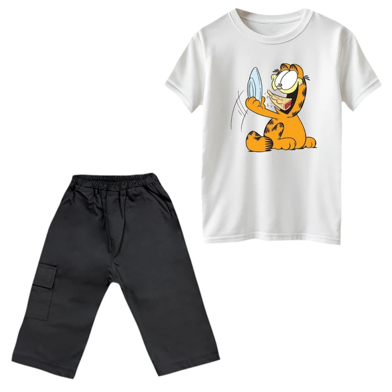 ست تی‌شرت و شلوارک پسرانه مدل گارفیلد کد 12