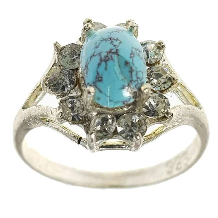 انگشتر نقره زنانه مدل سنگ فیروزه نیشابور مخراج برلیان کد ۱۱۰۰ انگشتر نقره زنانه مدل سنگ فیروزه نیشابور مخراج برلیان کد ۱۱۰۰