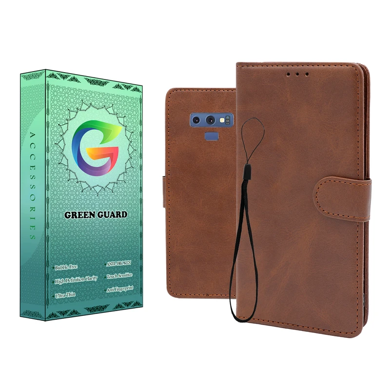 کیف کلاسوری گرین گارد طرح چرمی مدل Landing مناسب برای گوشی موبایل سامسونگ Galaxy Note 9 به همراه بند آویز